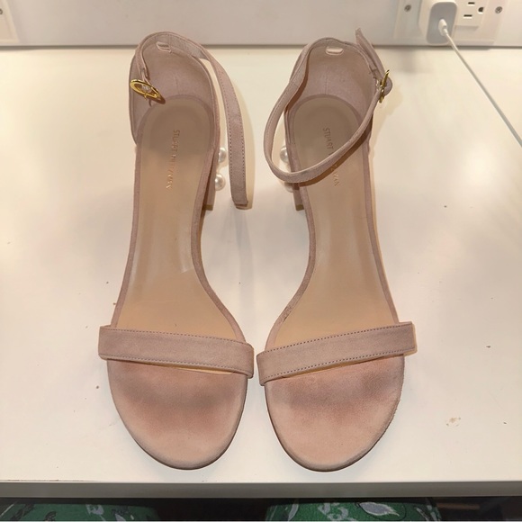 Stuart Weitzman Faux Pearl Block Heels - Picture 2 of 5